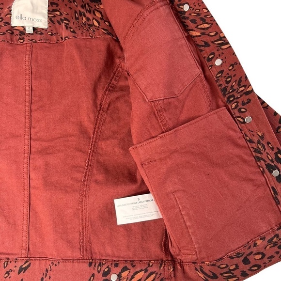 NWT ELLA MOSS Cheetah Sable Swirl Denim Jacket Women's Size S - Picture 15 of 16